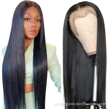 Human Hair Extensions Wigs 40Inch Straight Hd Transparent Swiss Lace Wig Grade 10 Cuticle Aligned Unprocessed Virgin Indian Hair